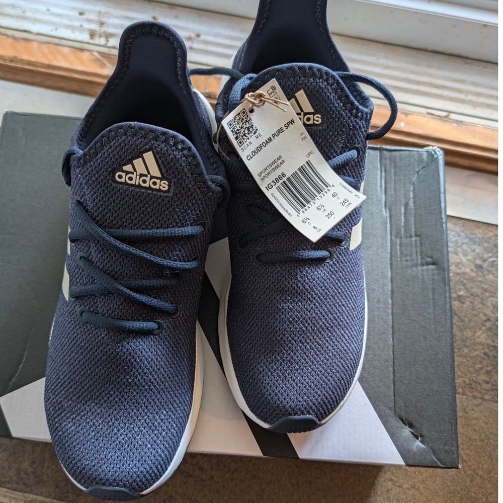 Adidas Cloudfoam Pure SPW Women 8 Shadow Navy New IG3866 Mesh Run Sneakers NWB